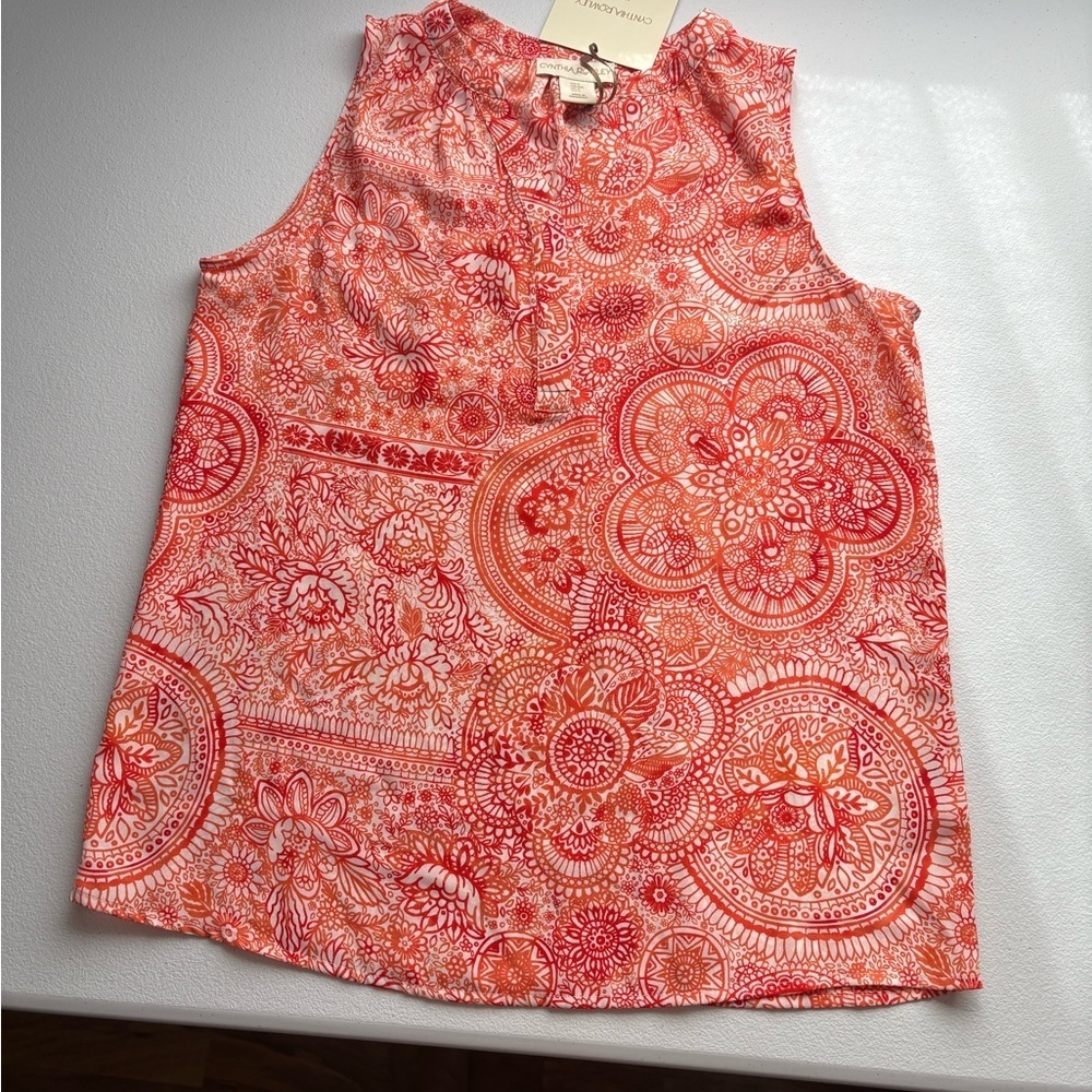 Cynthia Rowley‎ Pink Sleeveless Tank Top with Intricate Patterns